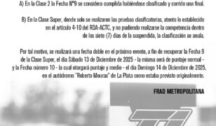 RESOLUCION SOBRE LA NOVENA FECHA DEL CAMPEONATO